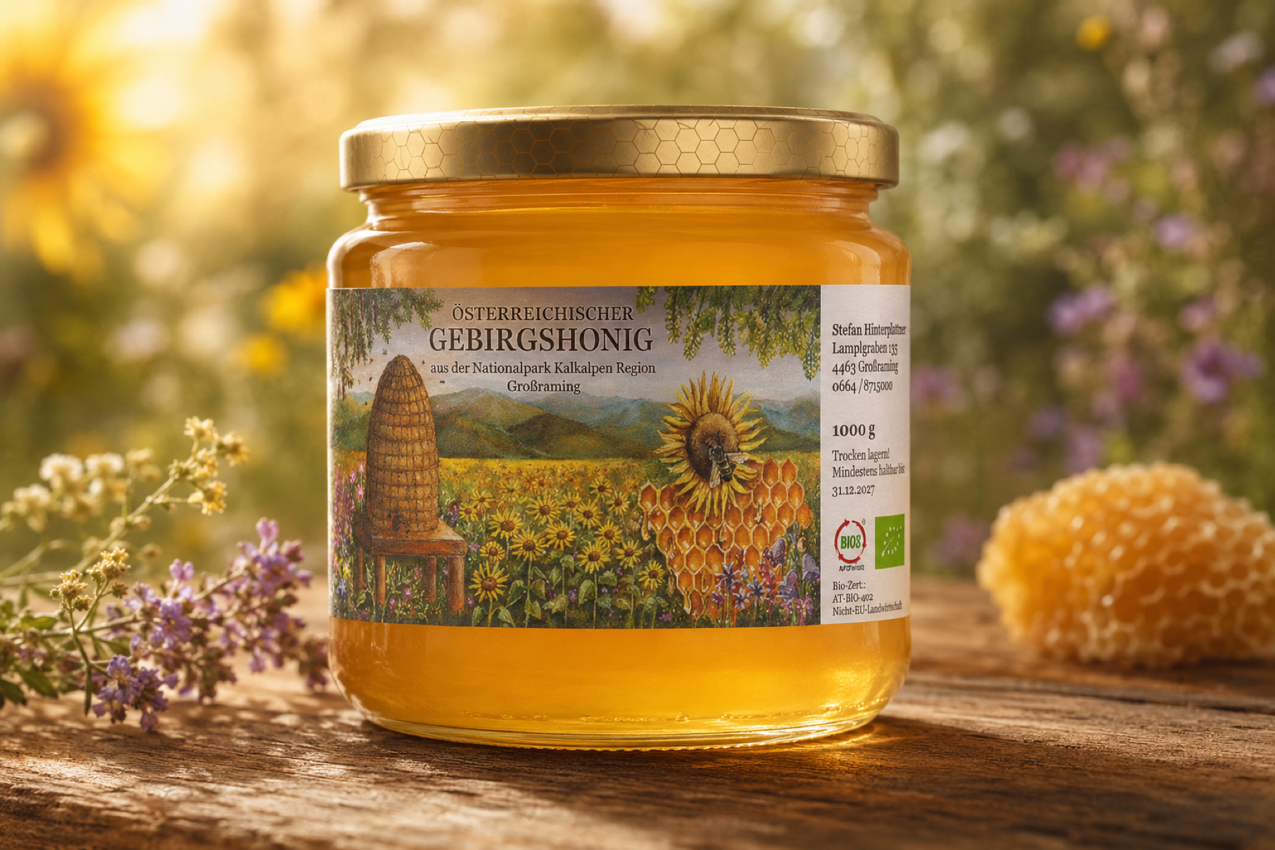 Honigglas Mockup mit Illustration