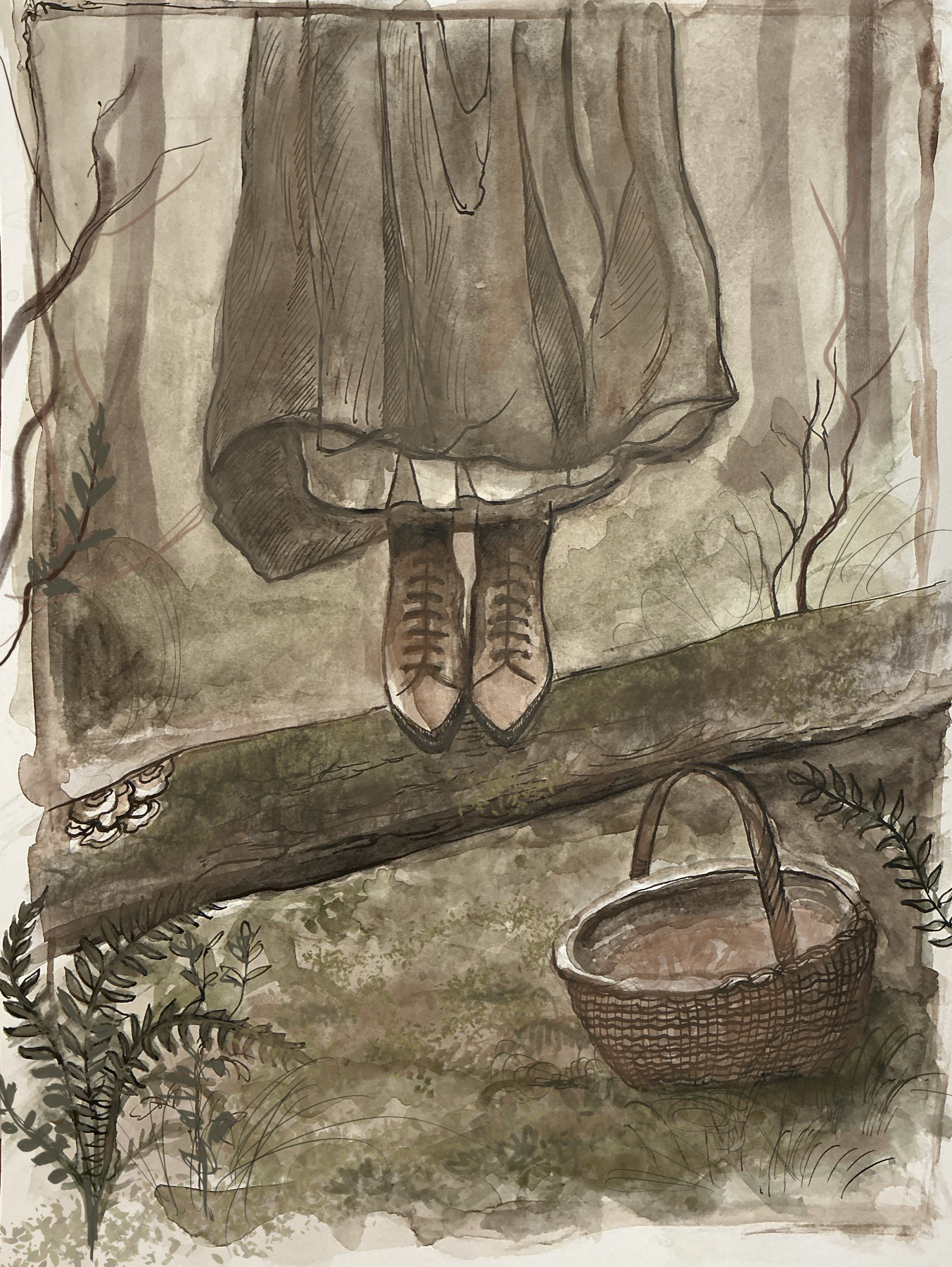 Illustration Sammeln von Pilzen